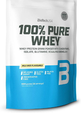 Протеин 100% Pure Whey 1000 g (Rice Pudding) Biotech (255679208)