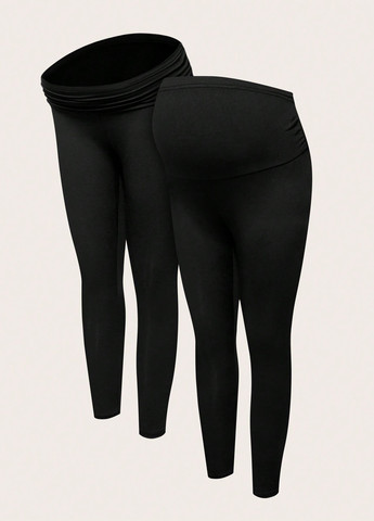 Черные демисезонные леггинсы для беременных (2шт.) SHEIN