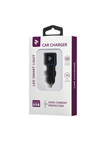 Зарядное устройство Dual USB Car Charger 2.4A&2.4A, black (-ACR01-B) 2E (216637524)