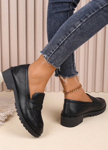 SHEIN Туфли лоферы черный з искусственная кожа, китай — демисезон (341743970)