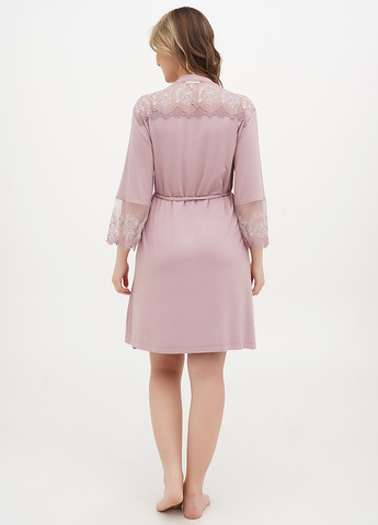 Бузковий демісезонний комплект (нічна сорочка, халат) Cotpark