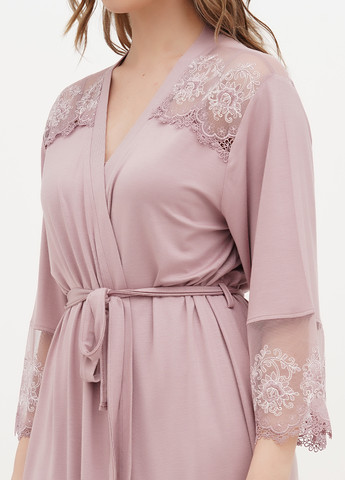 Бузковий демісезонний комплект (нічна сорочка, халат) Cotpark