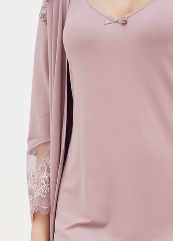 Бузковий демісезонний комплект (нічна сорочка, халат) Cotpark