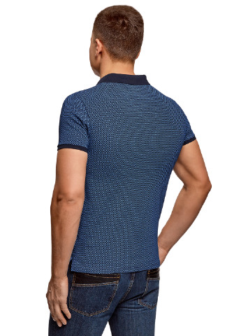 Синяя футболка-поло для мужчин Oodji с геометрическим узором