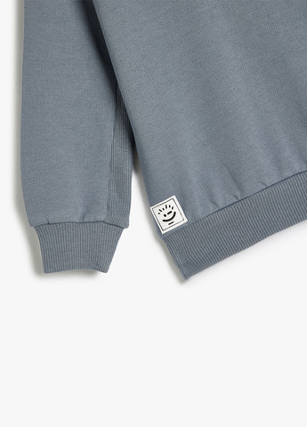 KOTON світшот однотонний сіро-синій кежуал бавовна, трикотаж