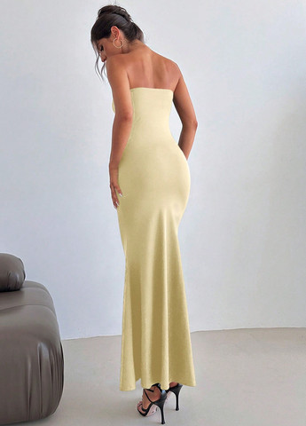 Кремова кежуал сукня силуетна, з відкритими плечима, з відкритою спиною SHEIN однотонна