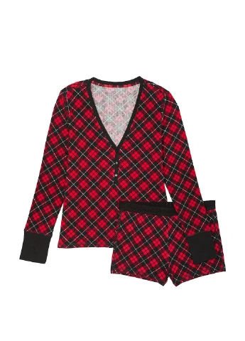 Красная всесезон пижама (лонгслив, шорты) лонгслив + шорты Victoria's Secret