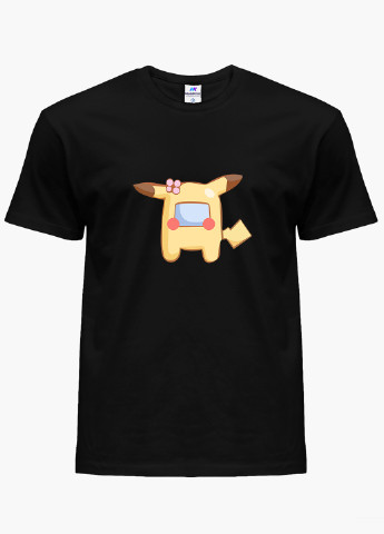 Чорна демісезонна футболка дитяча амонг ас покемон пікачу (among us pokemon pikachu) (9224-2419) MobiPrint