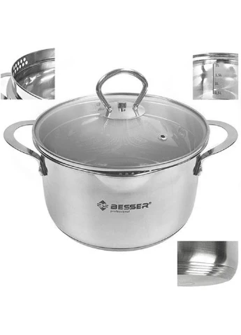 Каструля зі скляною кришкою Largo 10269 1,9 л 17 см Besser (253542977)