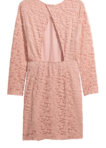 Розовое кэжуал кружевное платье H&M однотонное