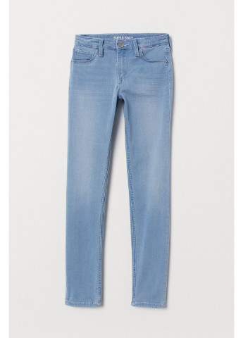 Джинси H&M однотонні блакитні джинсові віскоза