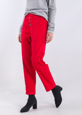 Красные кэжуал демисезонные прямые брюки Dilvin