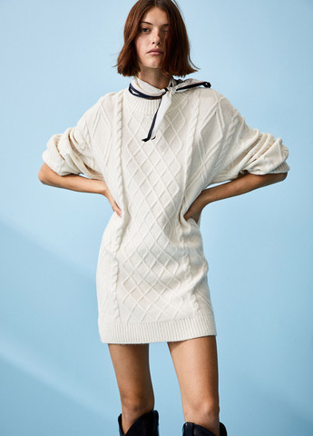 Світло-бежева кежуал світ зимовий вільного крою сукня светр H&M однотонна