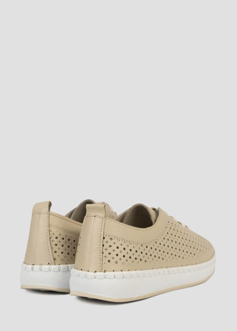 Бежевые мокасины Springer с белой подошвой, с перфорацией