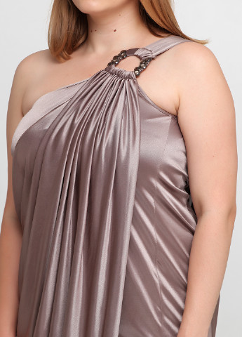 Сіро-бежева вечірня сукня з відкритими плечима Apart однотонна