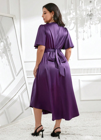 Фіолетова вечірня сукня SHEIN однотонна