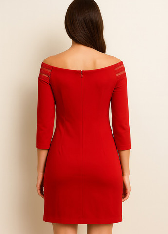 Червона святковий сукня з відкритими плечима, футляр Sassofono однотонна