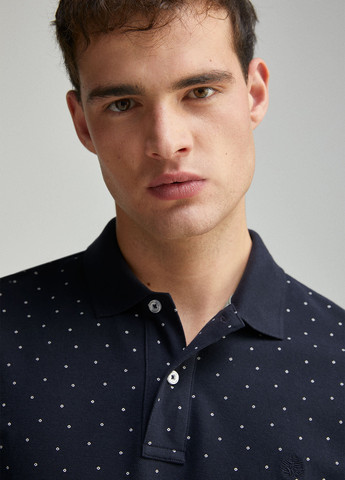 Темно-синяя футболка-поло для мужчин Springfield в горошек