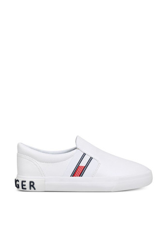 Белые слипоны Tommy Hilfiger с логотипом, с белой подошвой однотонные