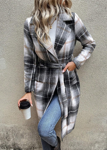 Сіре демісезонне Пальто однобортне SHEIN