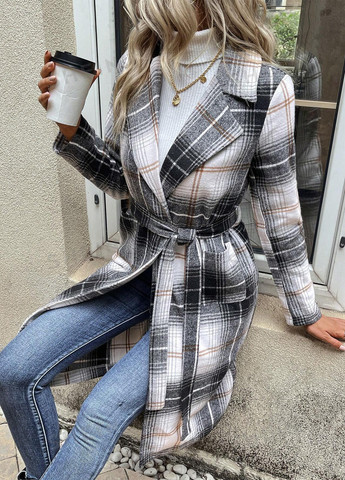 Сіре демісезонне Пальто однобортне SHEIN