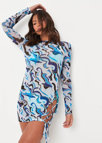 Голубое пляжное платье Missguided с абстрактным узором