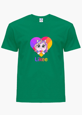 Зеленая демисезонная футболка детская лайки единорог (likee unicorn)(9224-1593) MobiPrint