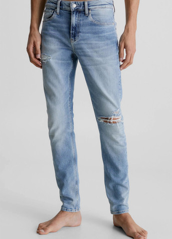 Голубые демисезонные прямые джинсы Calvin Klein Jeans