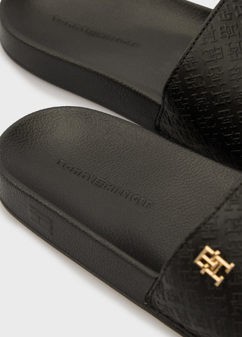 Черные шлепанцы Tommy Hilfiger с логотипом
