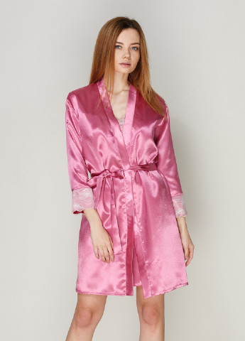 Розовый демисезонный комплект (ночная рубашка, халат) Fleri