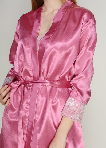 Рожевий демісезонний комплект (нічна сорочка, халат) Fleri