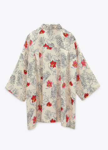 Бежевая кэжуал рубашка с цветами Zara