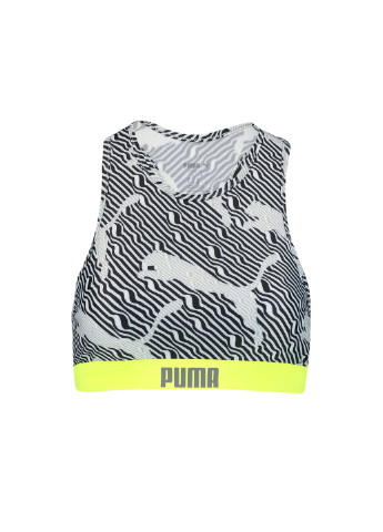 Лиф для плавания Swim Women's All-Over-Print High Neck Top Puma однотонный серый спортивный
