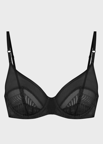 Чёрный балконет бюстгальтер Calvin Klein с косточками полиамид