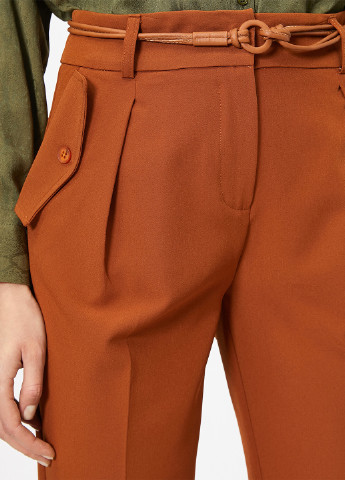 Терракотовые кэжуал демисезонные зауженные, укороченные брюки KOTON