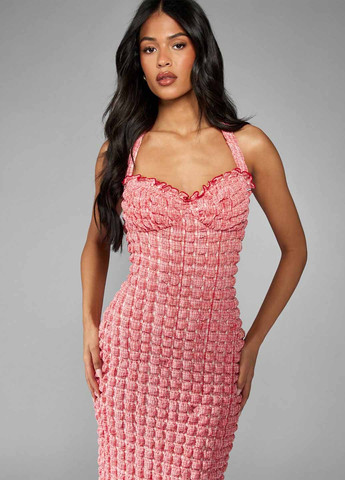 Червона кежуал сукня силуетна, з відкритою спиною SHEIN в клітинку