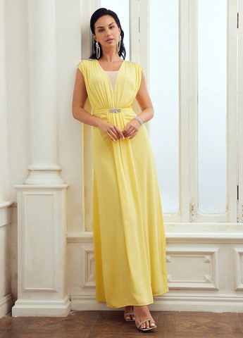 Жовтий вечірня сукня SHEIN з новорічним принтом