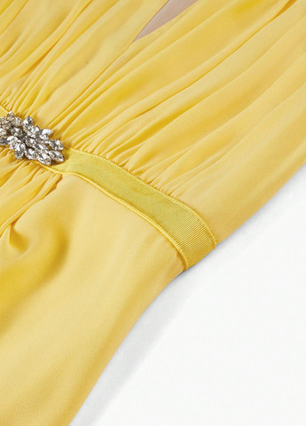 Жовтий вечірня сукня SHEIN з новорічним принтом