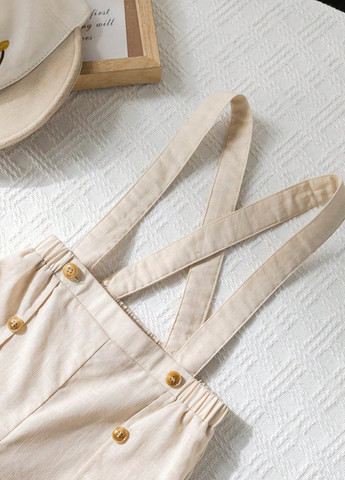 Светло-бежевый летний комплект (рубашка, брюки, комбинезон) SHEIN