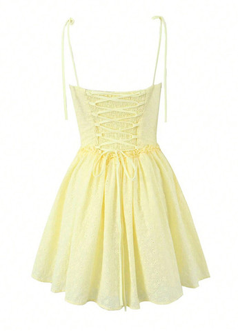 Светло-желтое кэжуал платье бэби долл SHEIN однотонное