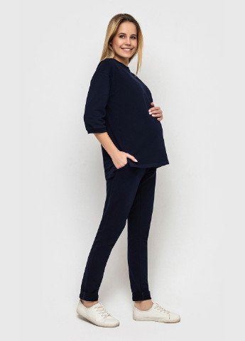 Свитшот для беременных рукав 3/4 темно-синий Koko boutique - Свободный крой однотонный темно-синий кэжуал трикотаж - (251788513)