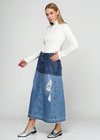 Синяя джинсовая однотонная юбка SJYP макси