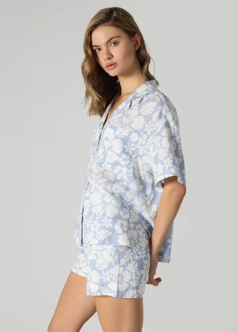 Голубой кэжуал рубашка с цветами Colin's