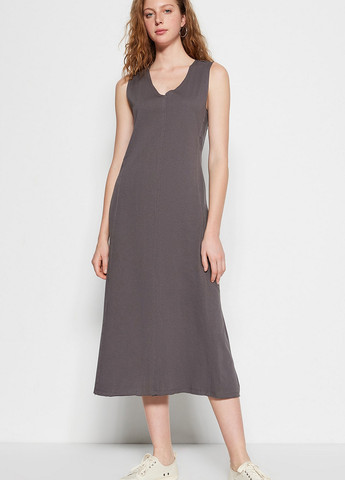 Темно-сіра кежуал сукня а-силует Trendyol однотонна