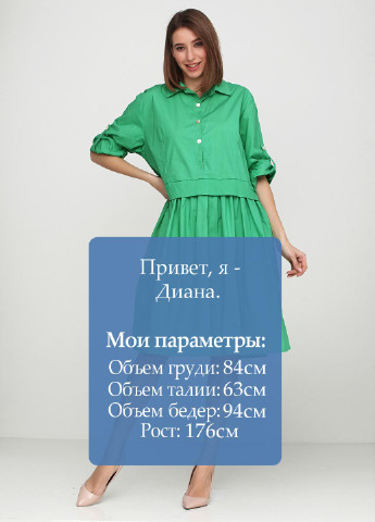 Зеленое кэжуал платье New Collection однотонное