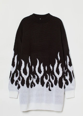 Черное кэжуал платье H&M с рисунком