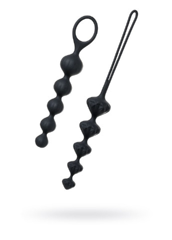 Набір анальних намистин Beads Black, силікон, макс. діаметр 3,3 см та 3,5 см Satisfyer (256537681)
