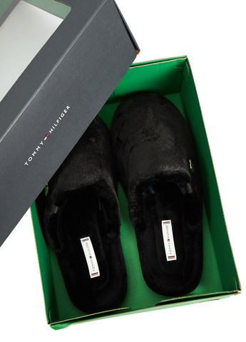 Черные тапочки Tommy Hilfiger с логотипом
