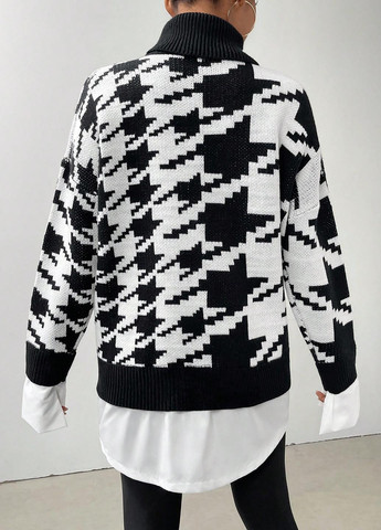 Черно-белый зимний свитер SHEIN