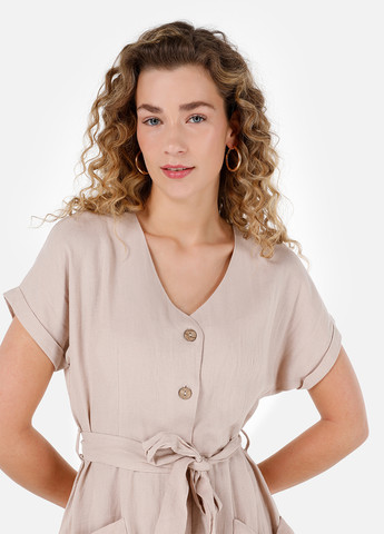 Пудровое кэжуал платье рубашка Colin's однотонное